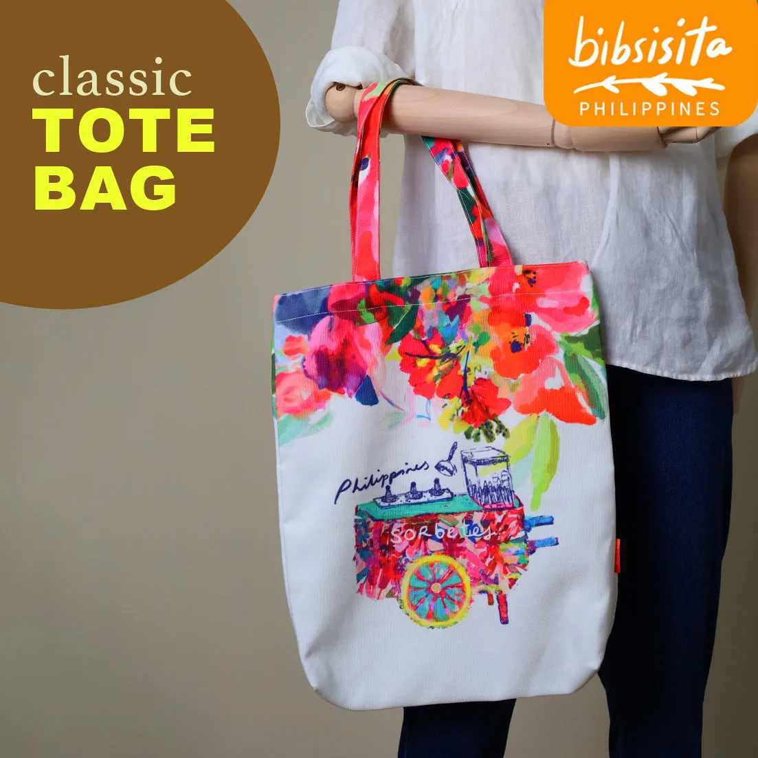 Bibsisita Canvas Tote bag- FLOWERS - SORBETES