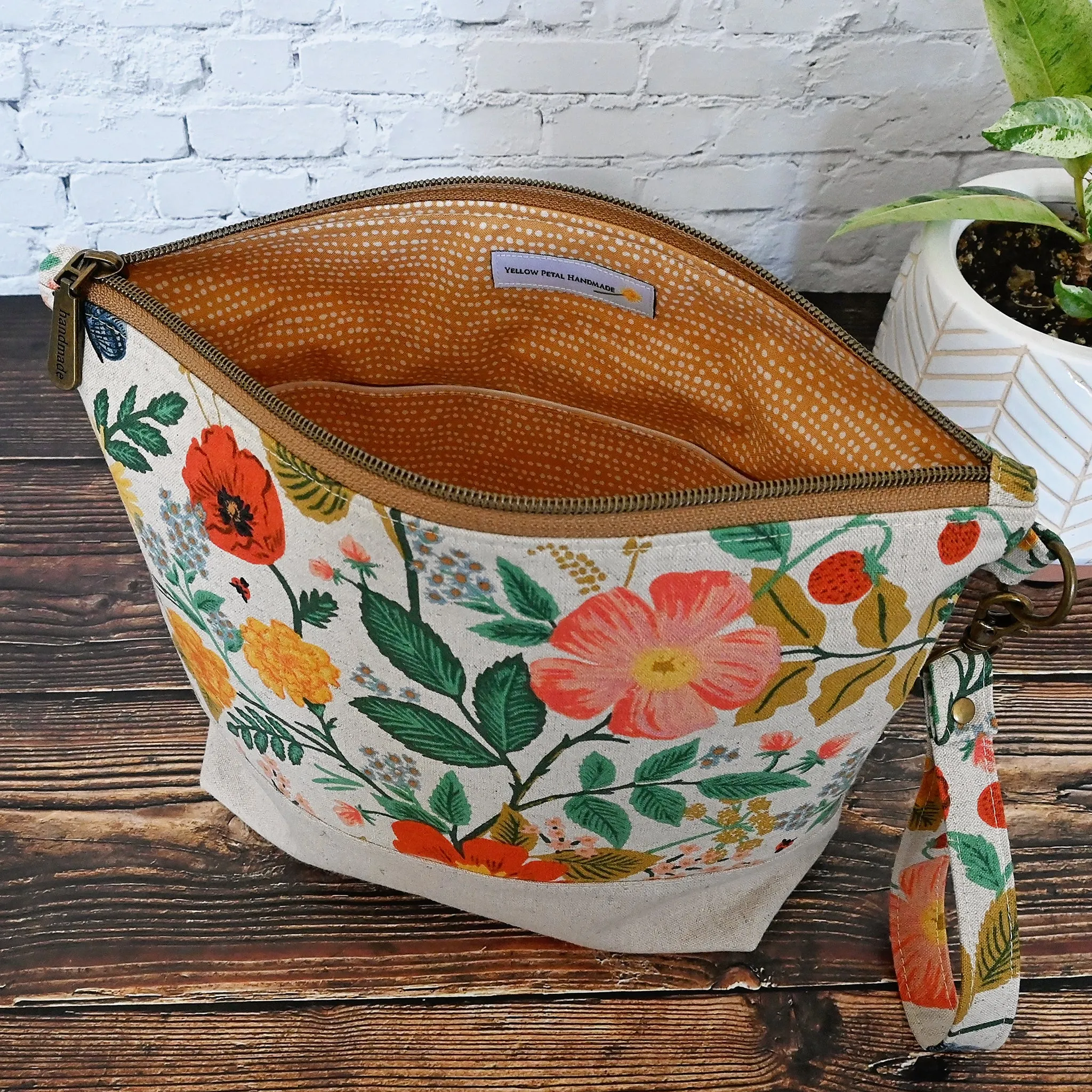 Canvas Zippered Project Bag in Rifle Paper Camont
