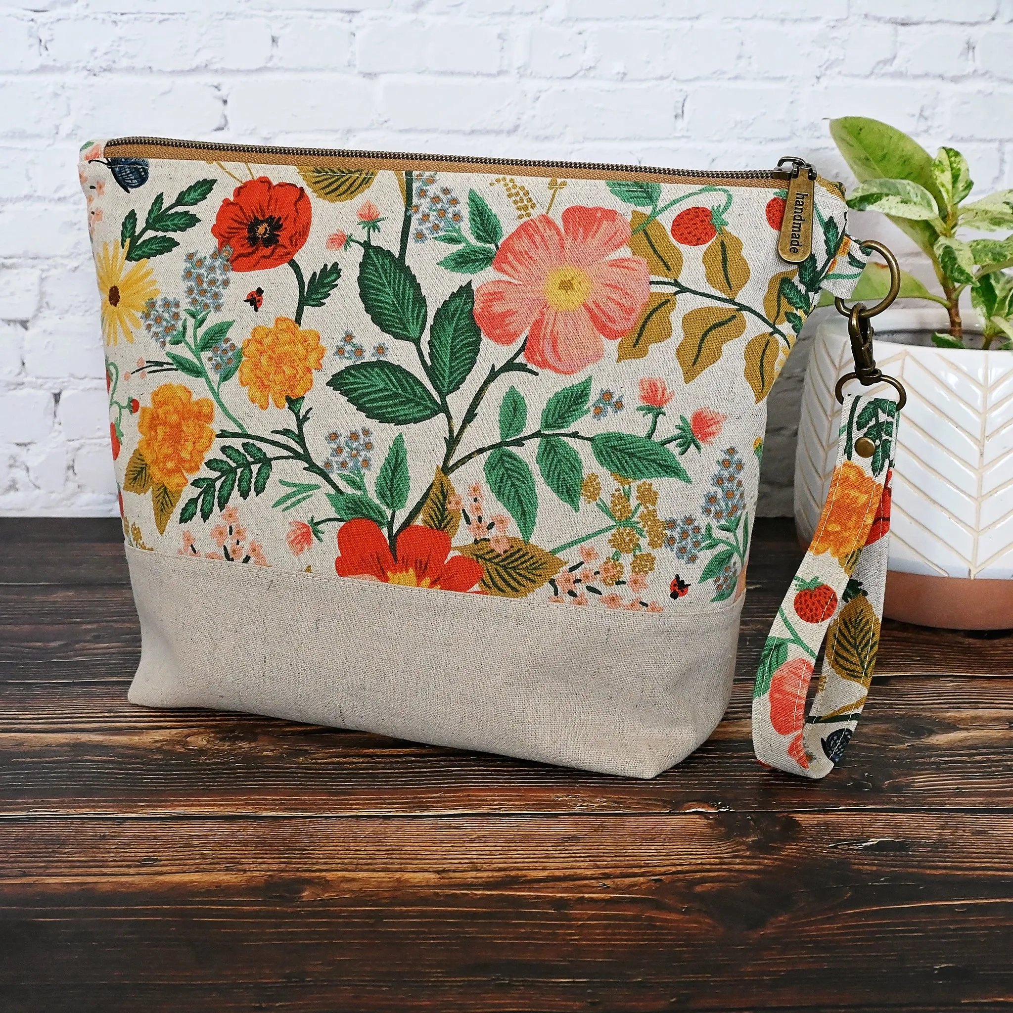 Canvas Zippered Project Bag in Rifle Paper Camont