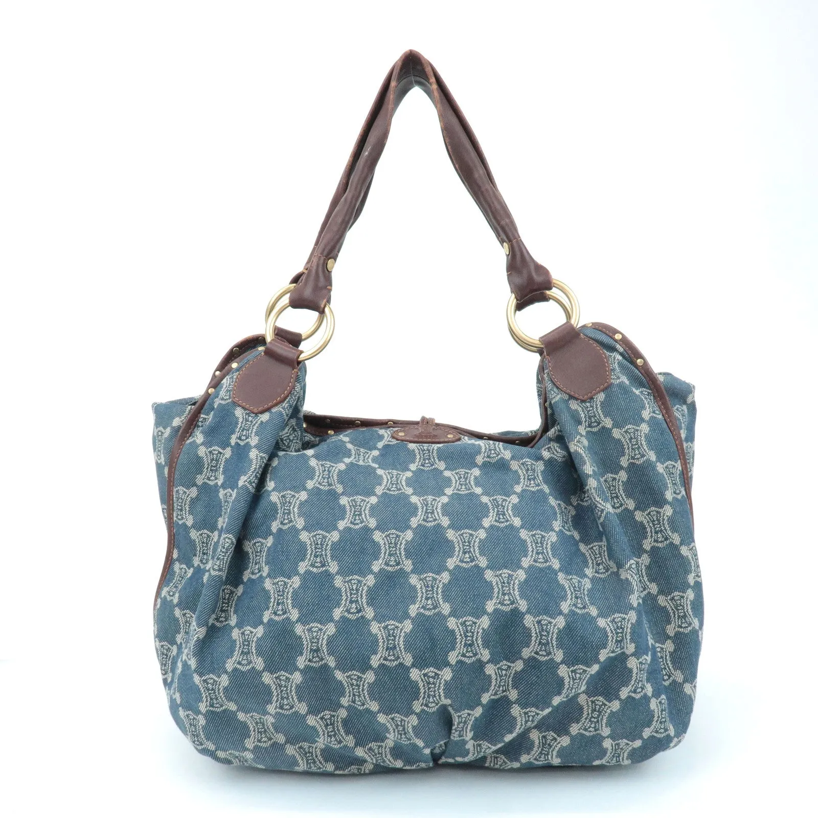 CELINE Macadam Denim Leather Bitter Sweet Shoulder Bag Used