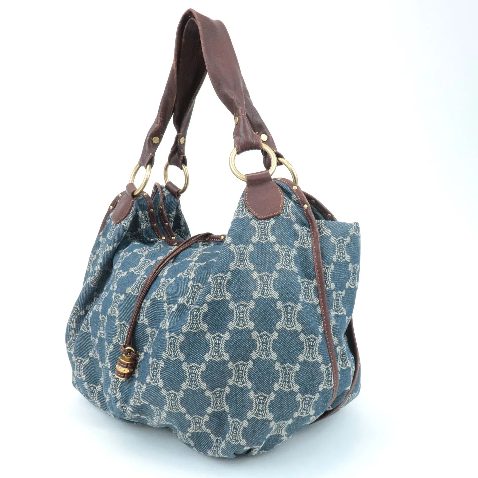 CELINE Macadam Denim Leather Bitter Sweet Shoulder Bag Used