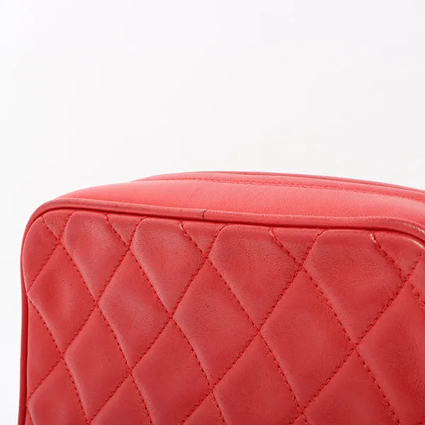 Chanel Around 1992 Made Turn-Lock Fringe Bijoux Chain Bag Red