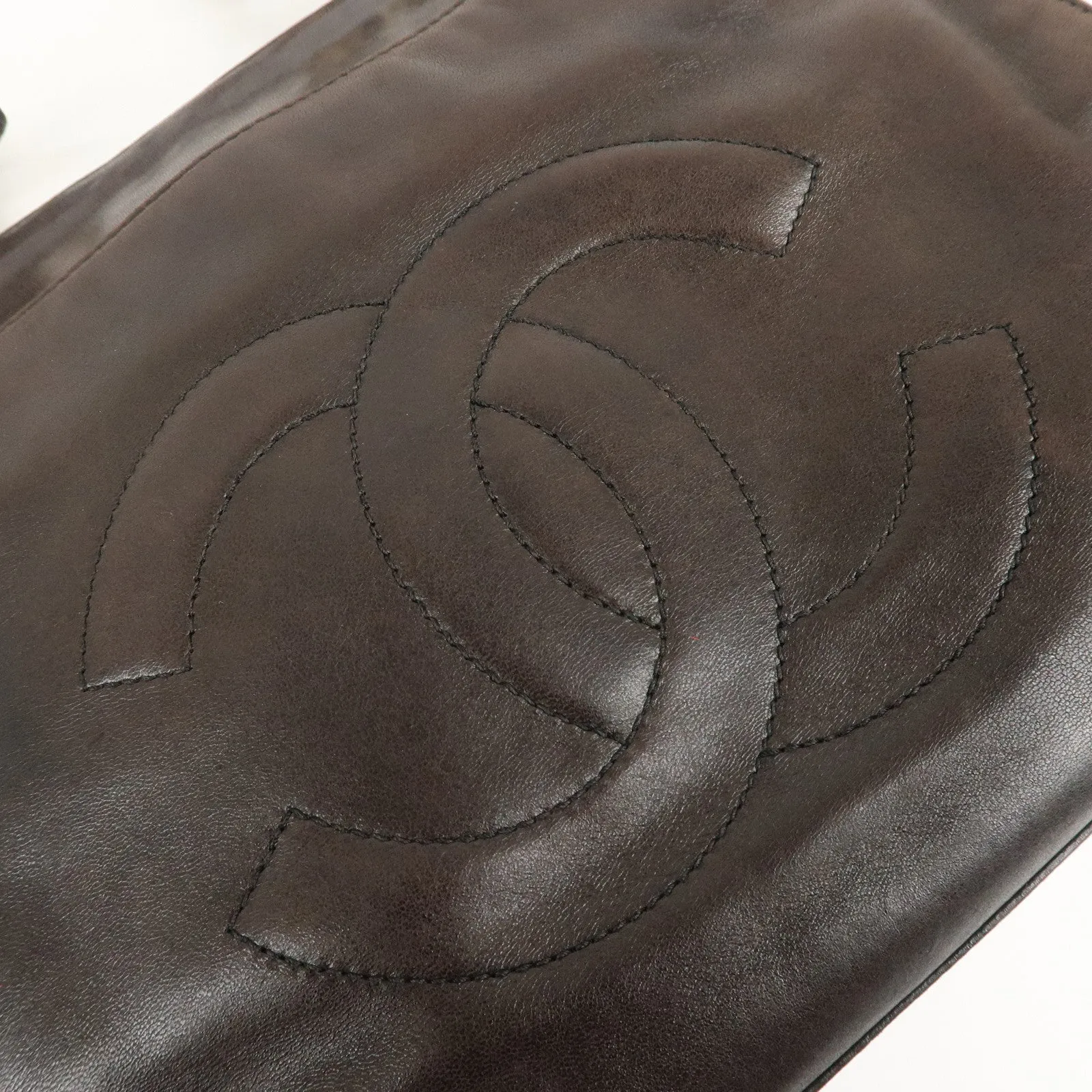 CHANEL COCO Mark Lamb Skin  Chain Shoulder Bag Brown Gold Used
