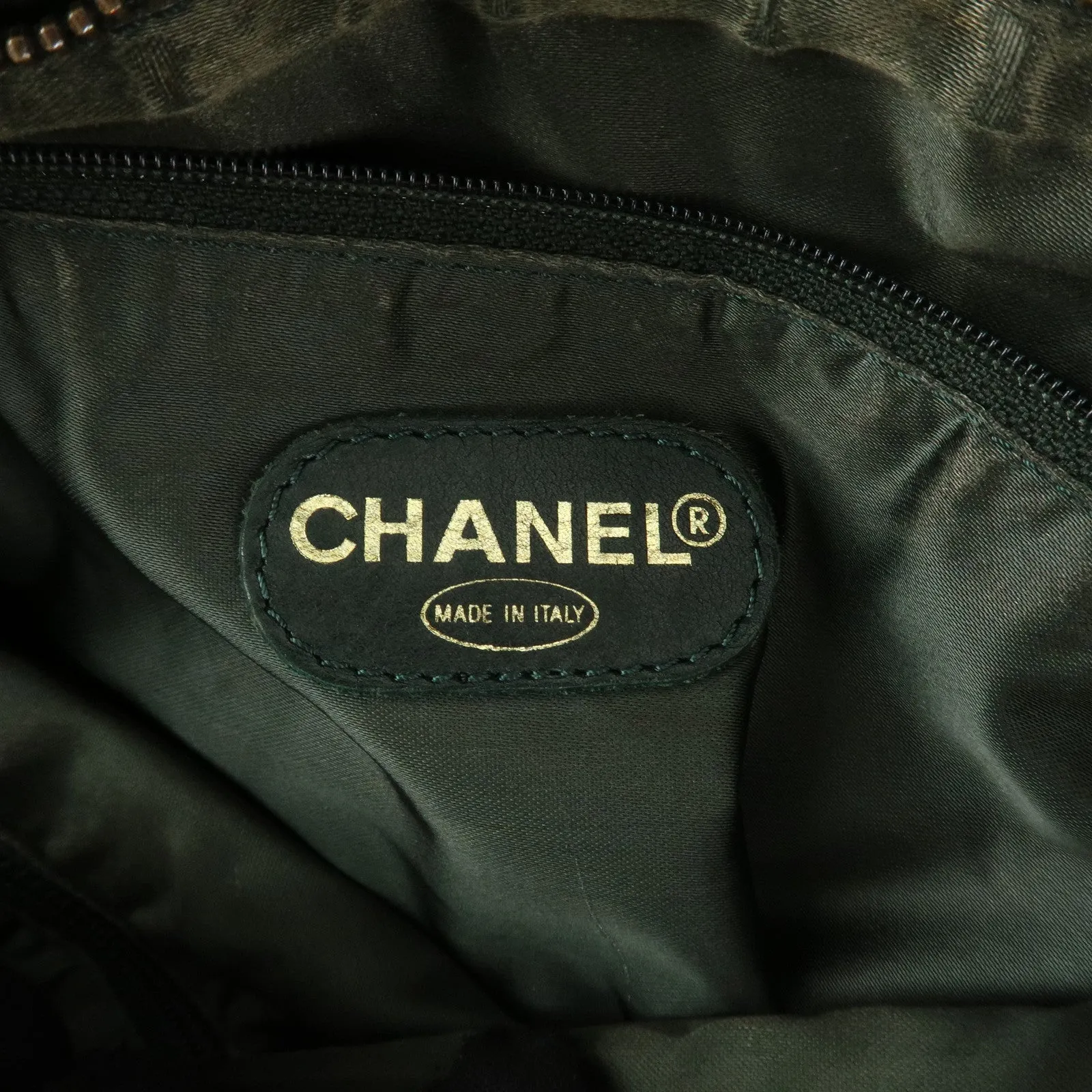 CHANEL COCO Mark Lamb Skin Tassel Fringe Shoulder Bag Green Used
