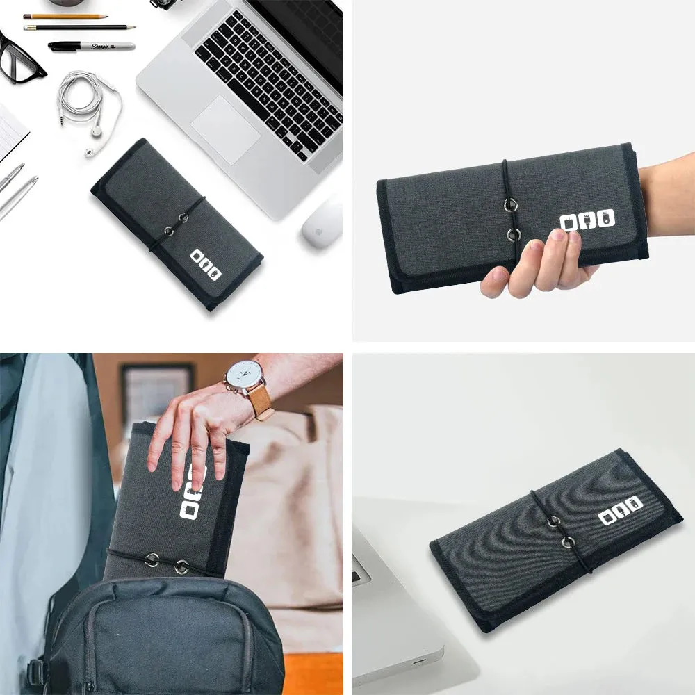 Electronic Organizer Cord Pouch Travel Cable Charger Phone Accessories Bag Organizer Roll up for USB Cables SD Memory Cards