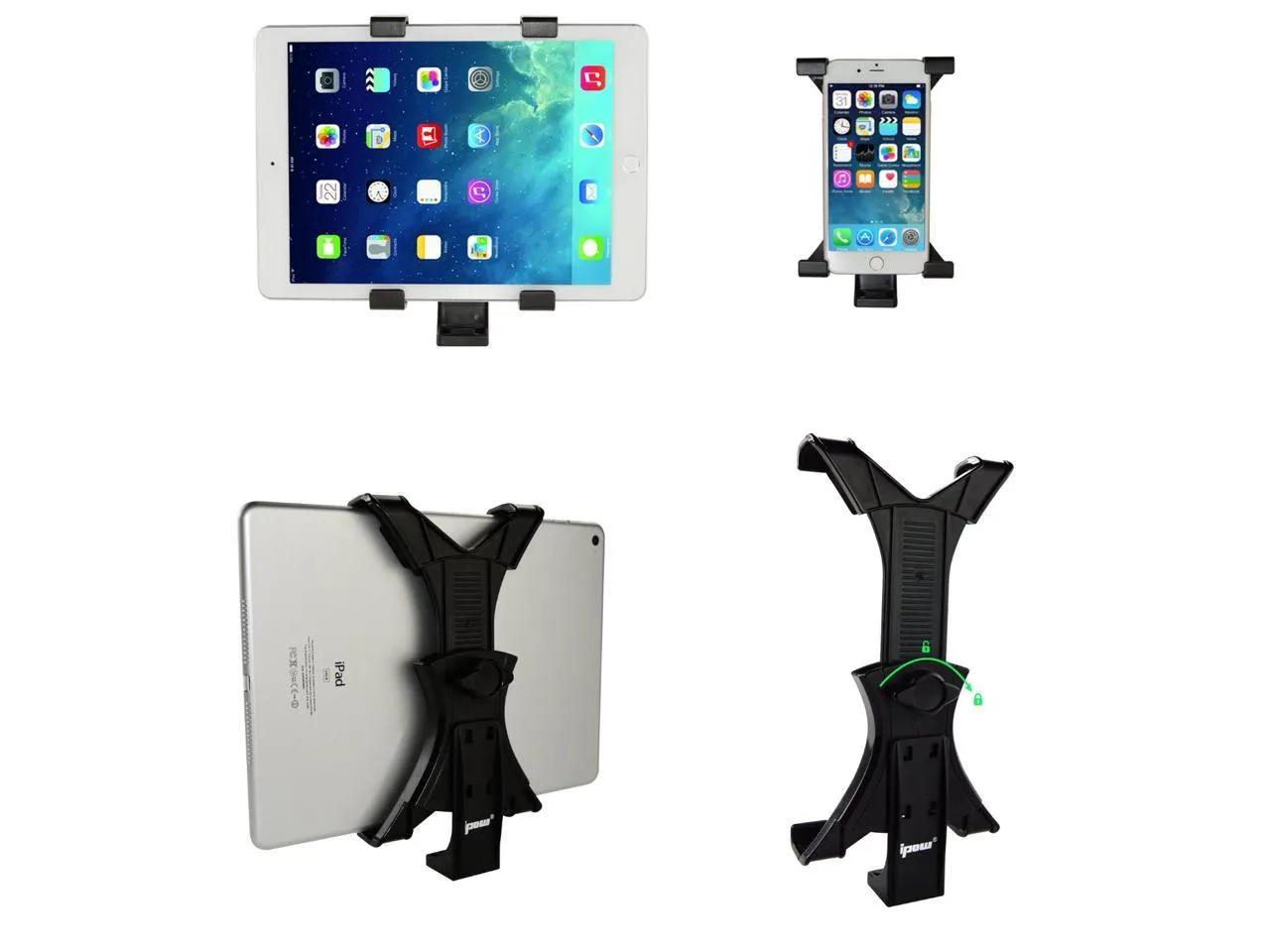 iPad Tripod Mount Adapter Universal Tablet Clamp Holder Fits Ipad, Ipad Air, Ipad Mini, Microsoft Surface, Nexus and Most Tablets, Use on Tripod, Monopod, Selfie Stick, Tabletop Tripod Stand Etc