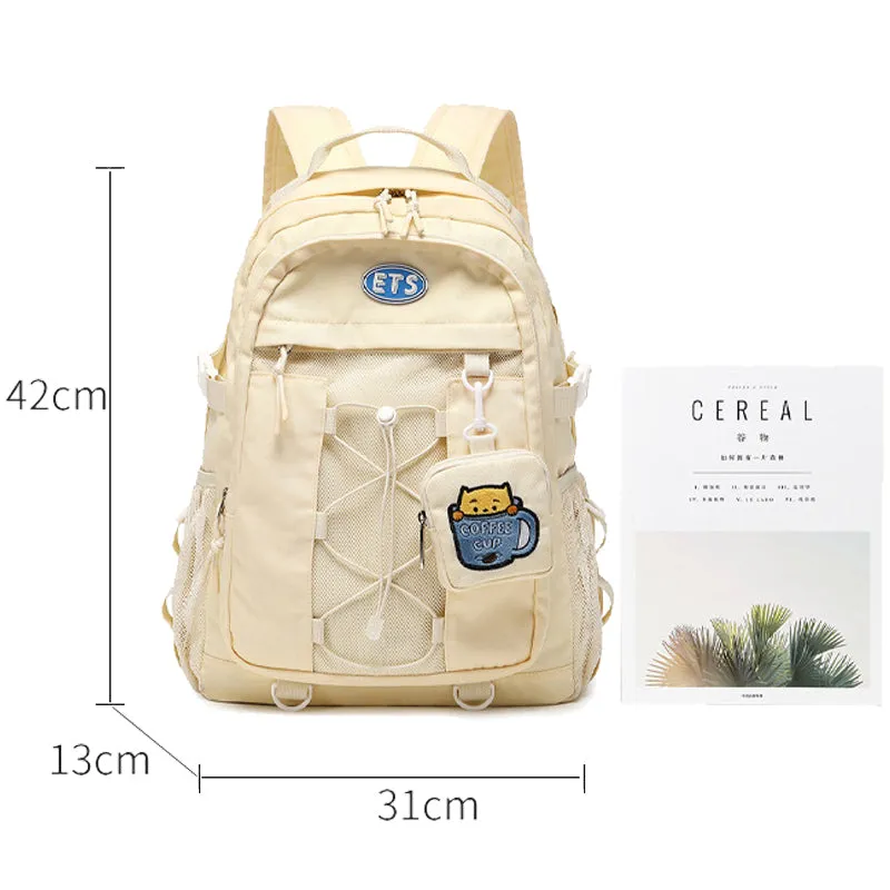 Kids Mesh School Backpacks - Beige Grey Khaki Bags For Boys Girls Stylish Backpack For Teenagers Teens Summer