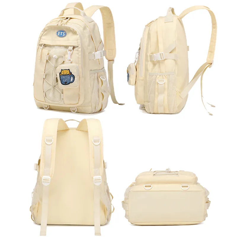 Kids Mesh School Backpacks - Beige Grey Khaki Bags For Boys Girls Stylish Backpack For Teenagers Teens Summer