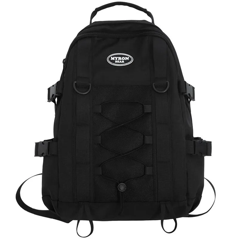 Kids Mesh School Backpacks - Black Blue White Book Bags For Boys Girls Drawstring 1-6 Grade Students Bookbag