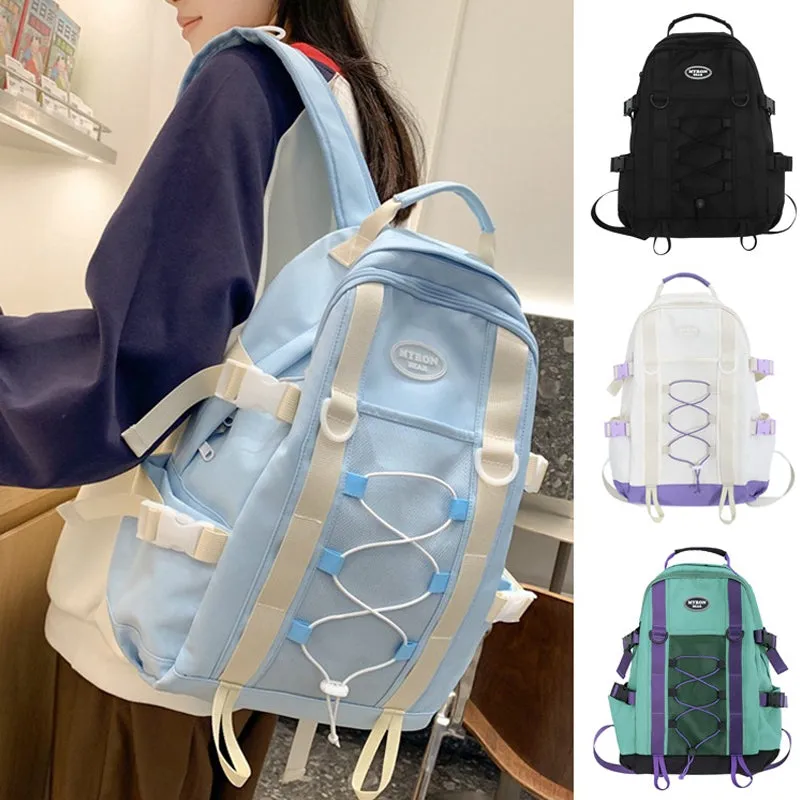 Kids Mesh School Backpacks - Black Blue White Book Bags For Boys Girls Drawstring 1-6 Grade Students Bookbag
