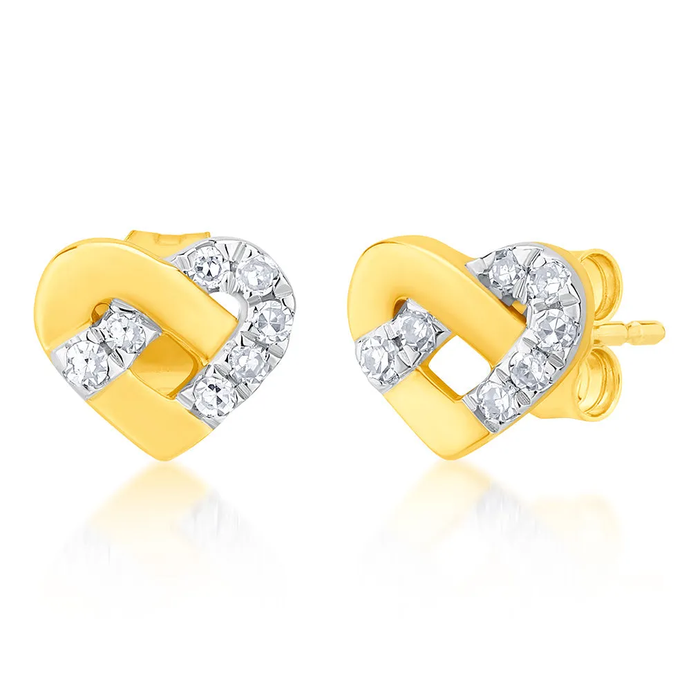 Luminesce Lab Grown 9ct Yellow Gold Heart Diamond Studs