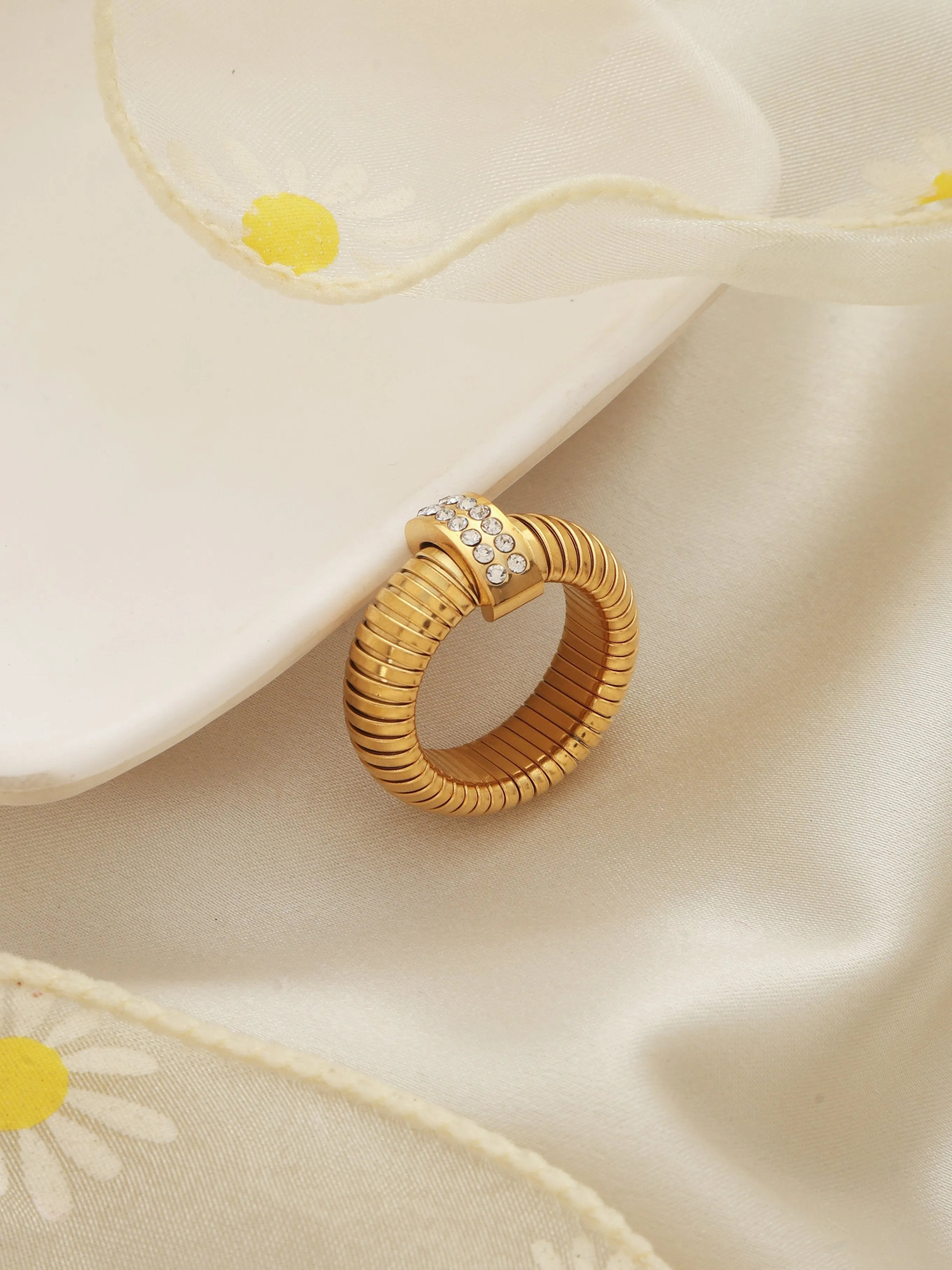 Rhinestone Steel Ring