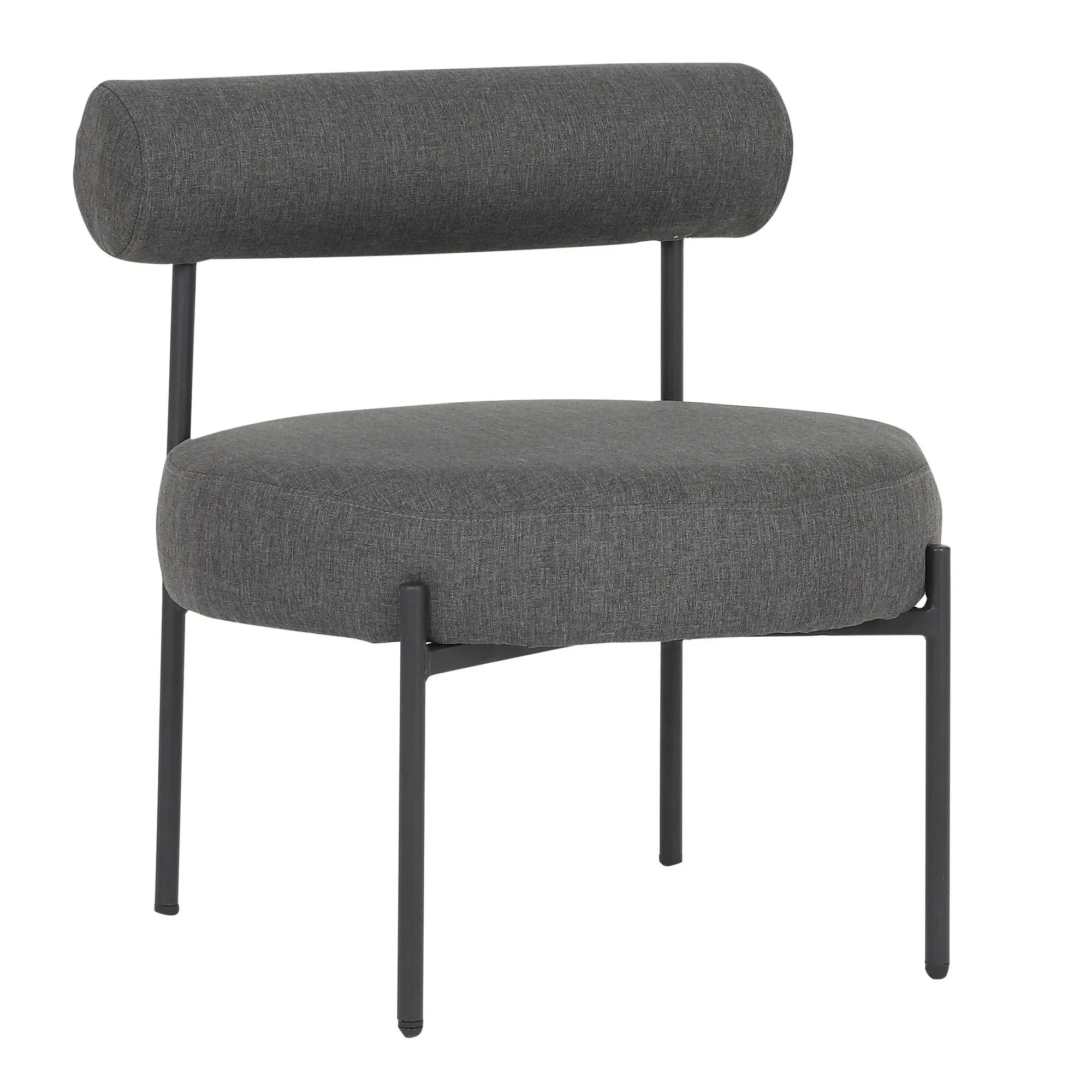 Rhonda Contemporary Accent Chair in Black Steel and Charcoal Fabric by LumiSource