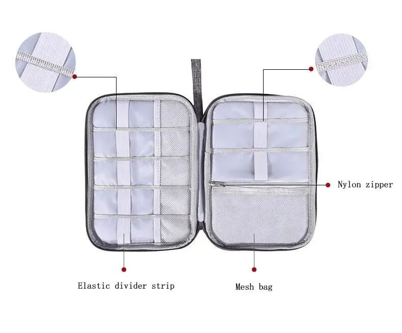 USB Data Cable Organizer Charging Cable Storage Bag Accessory Cable Bag Portable Travel Cellphone Charge Charger Cable Organizer
