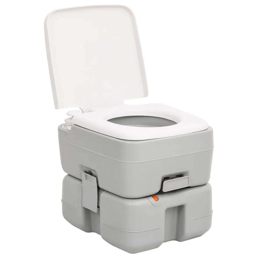 vidaXL Portable Camping Toilet Grey and White 15 10 L HDPE