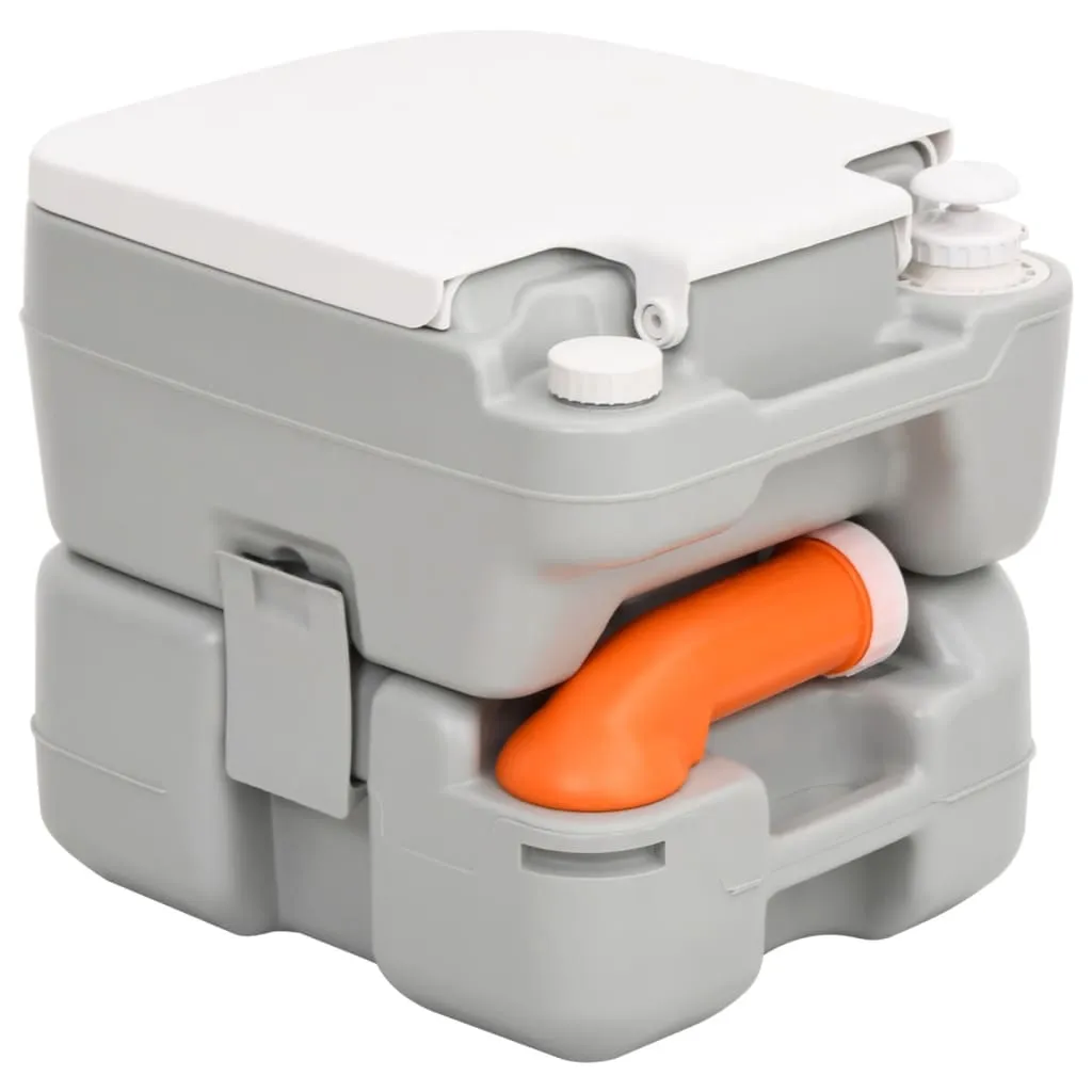 vidaXL Portable Camping Toilet Grey and White 15 10 L HDPE