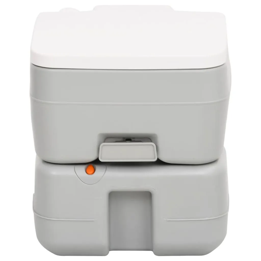 vidaXL Portable Camping Toilet Grey and White 15 10 L HDPE