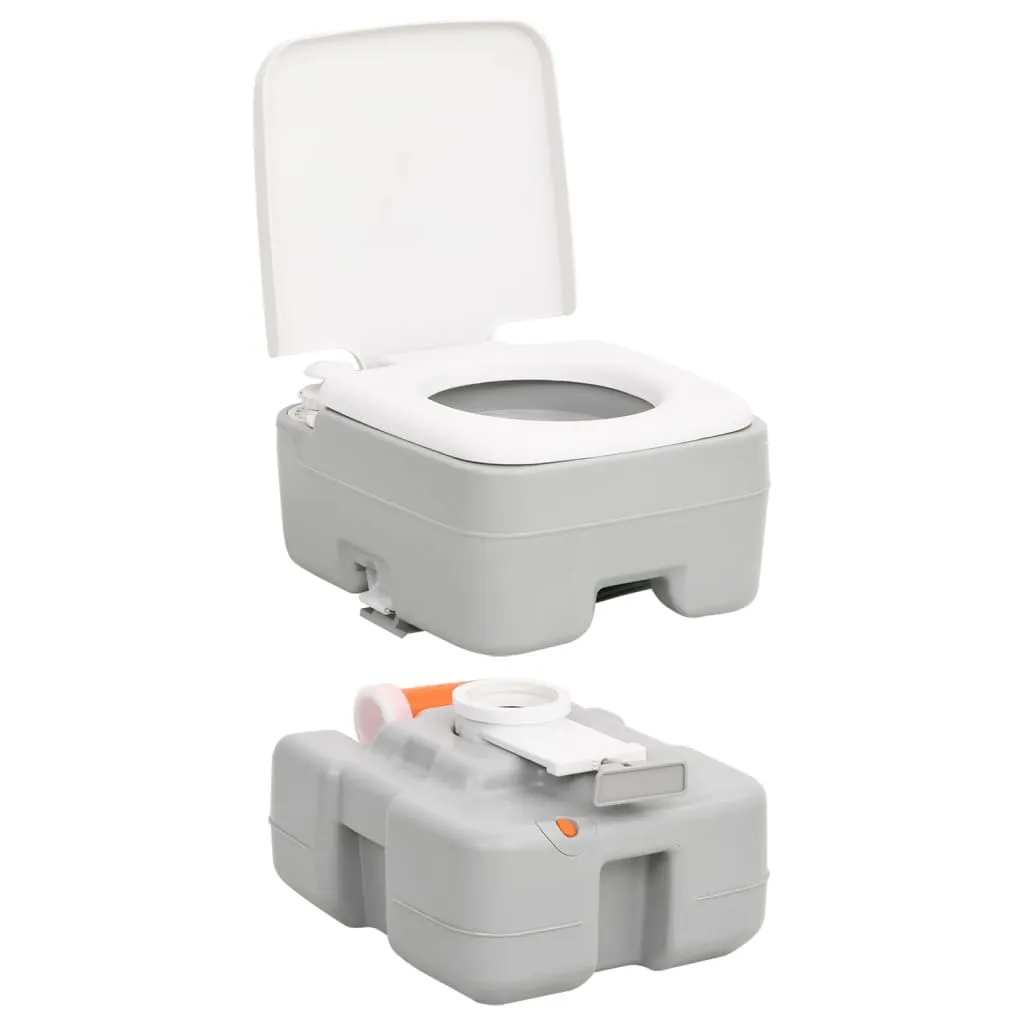 vidaXL Portable Camping Toilet Grey and White 15 10 L HDPE