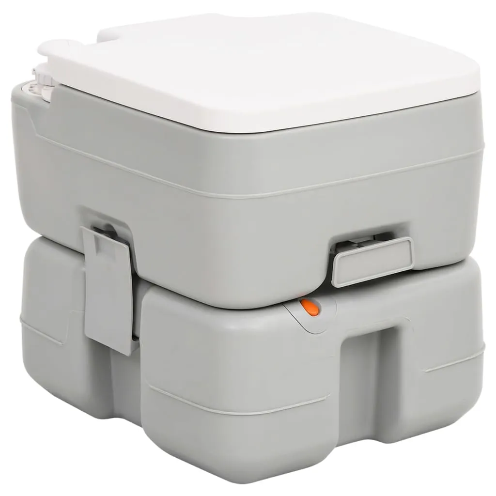 vidaXL Portable Camping Toilet Grey and White 15 10 L HDPE