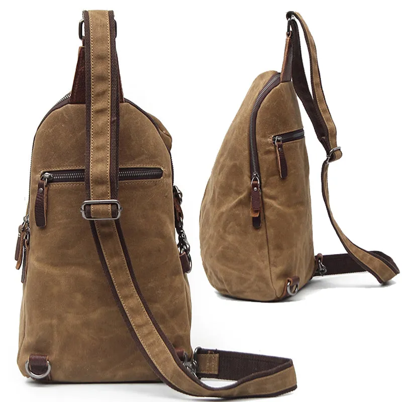 Waterproof Sling Backpack Waxed Canvas Crossbody Bag Casual Daypacks