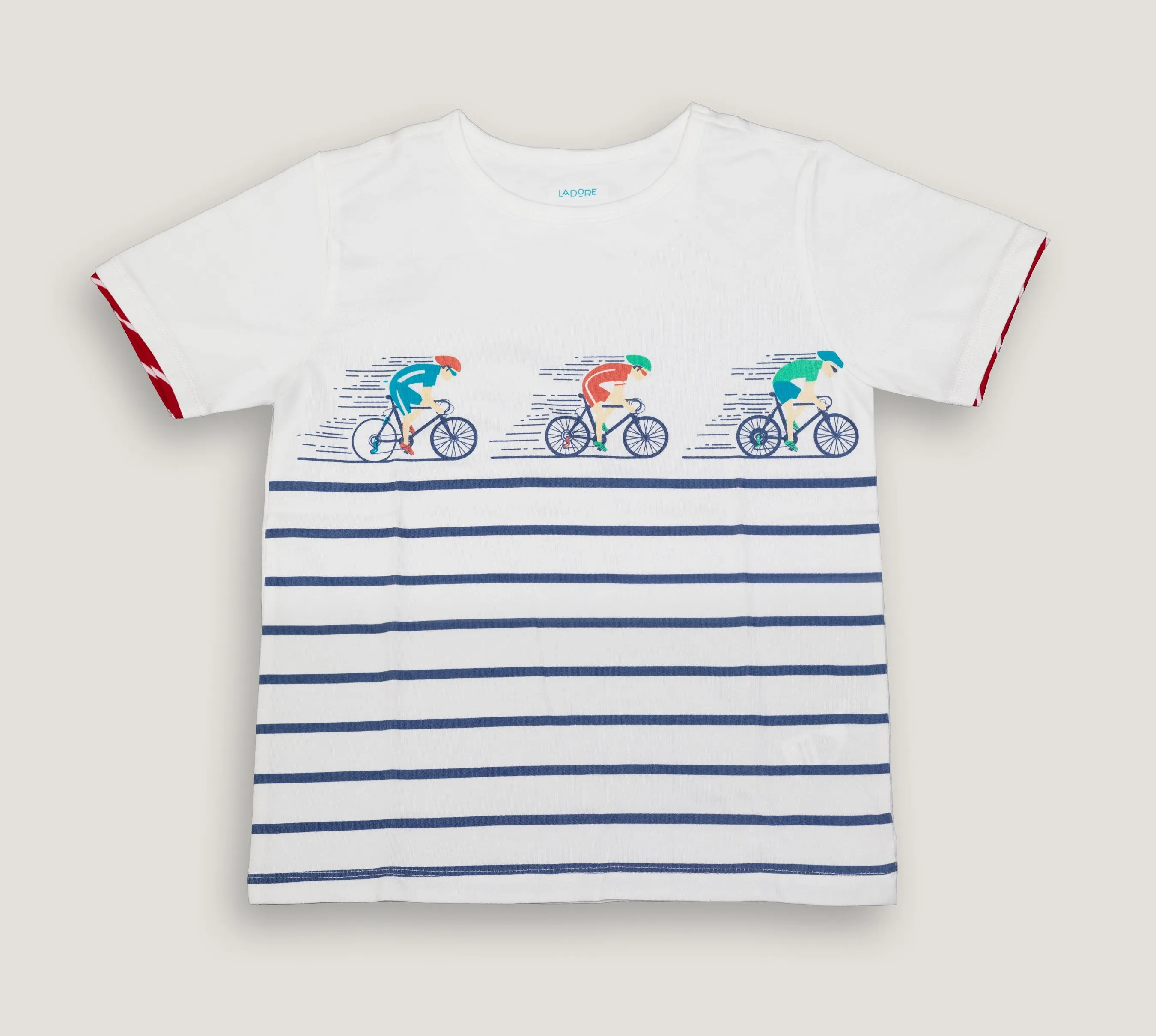 White Cycling Pure Cotton Half Sleeves Tshirt